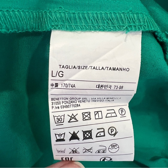 United Colors of Benetton Bright Green Flat Front Wide Leg Elastic Waist Large - Picture 9 of 11